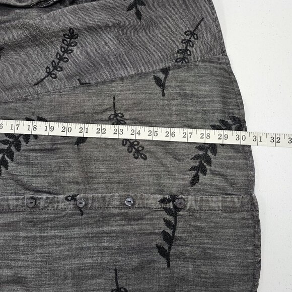 Soft Surroundings Womens Button Down Shirt Size Large Gray Black Papyrus Floral - Picture 10 of 11